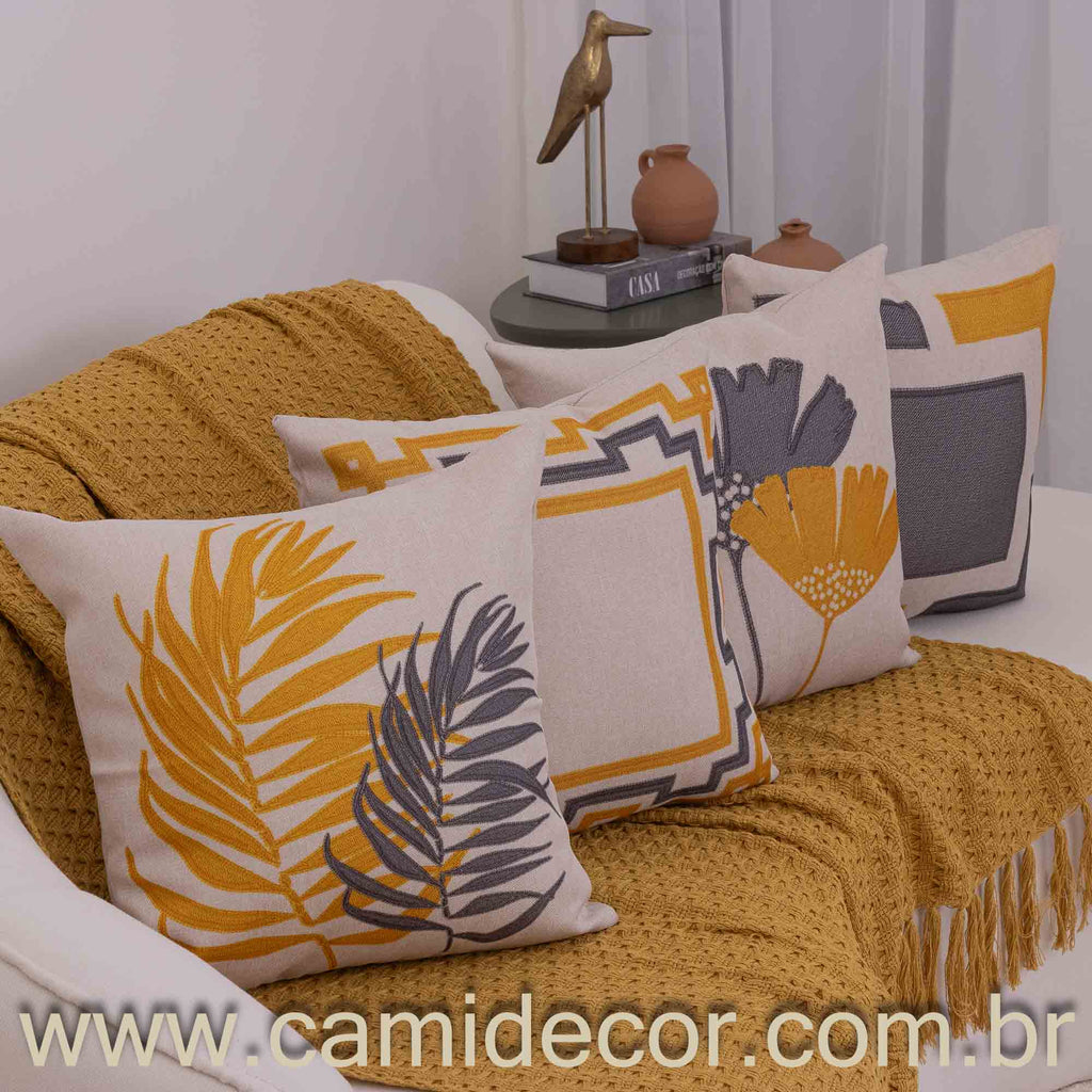 Manta Lilian em algodão 1,30 x 1,80 - Mostarda