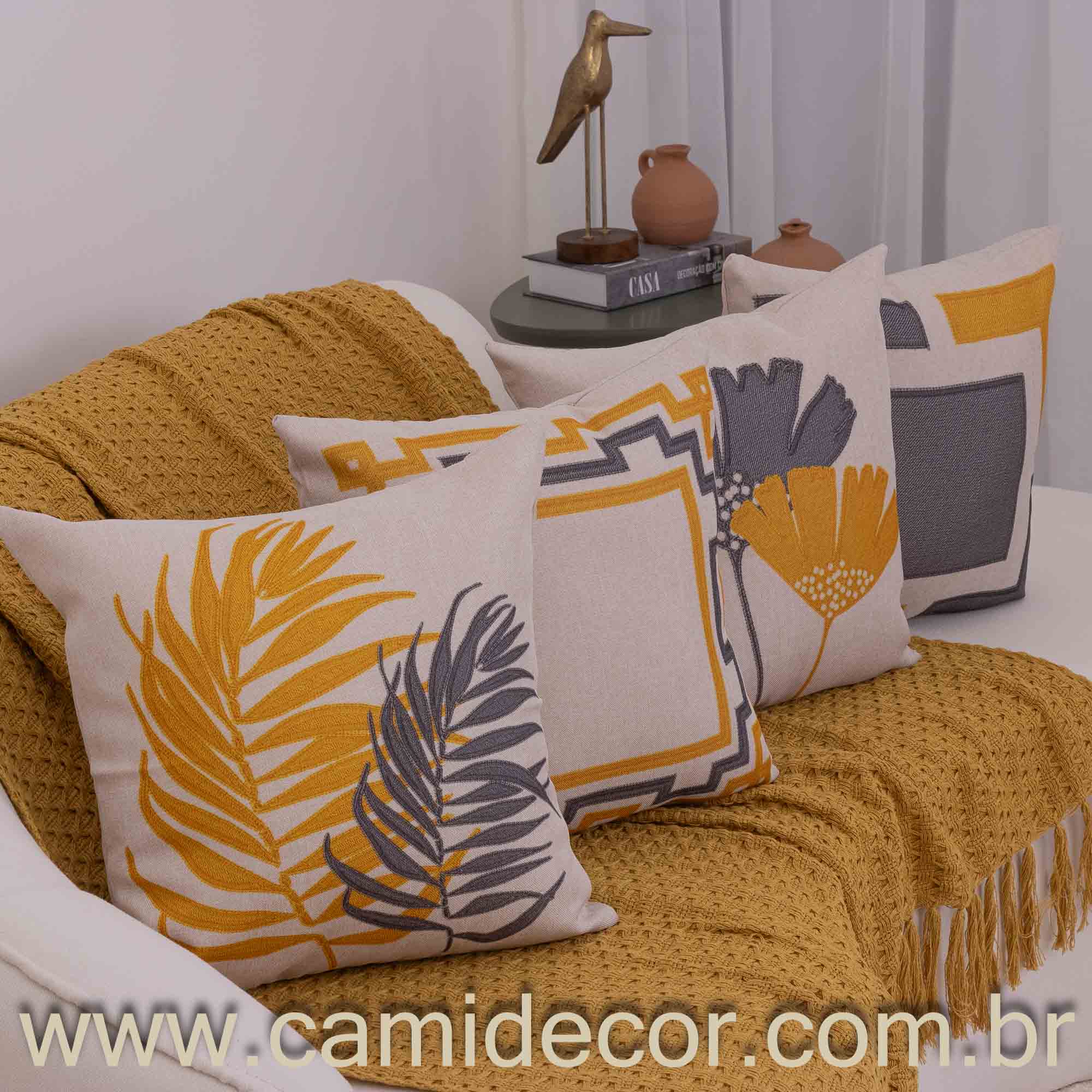 Manta Lilian em algodão 1,30 x 1,80 - Mostarda