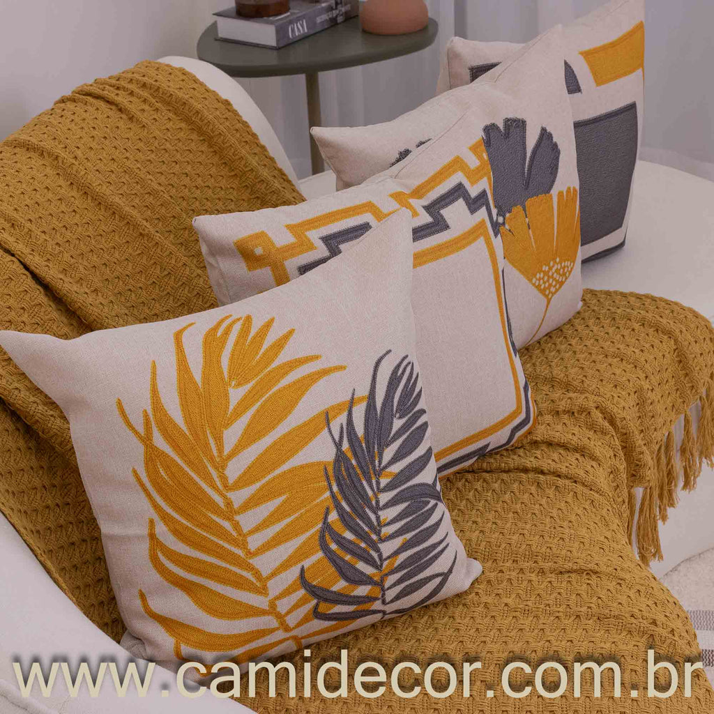 Manta Lilian em algodão 1,30 x 1,80 - Mostarda