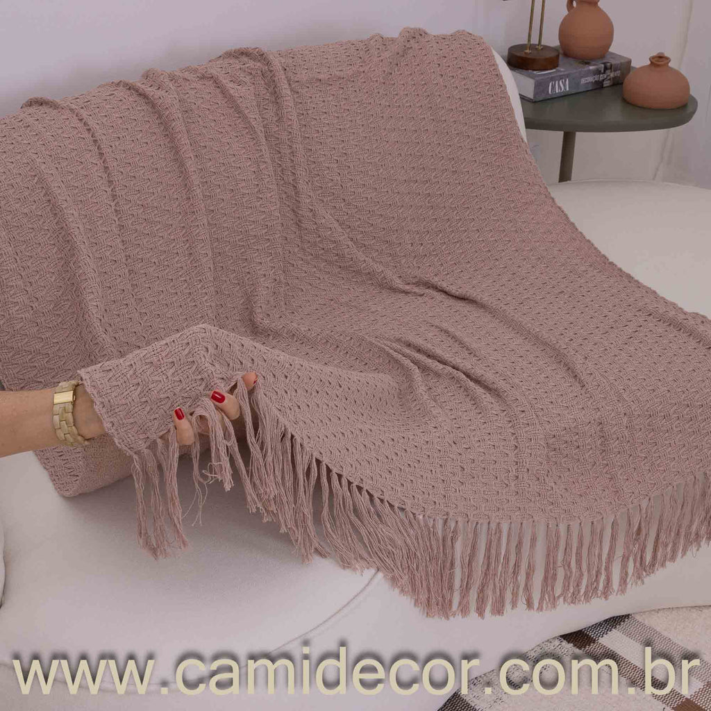 Manta Lilian em algodão 1,30 x 1,80 - Rosé