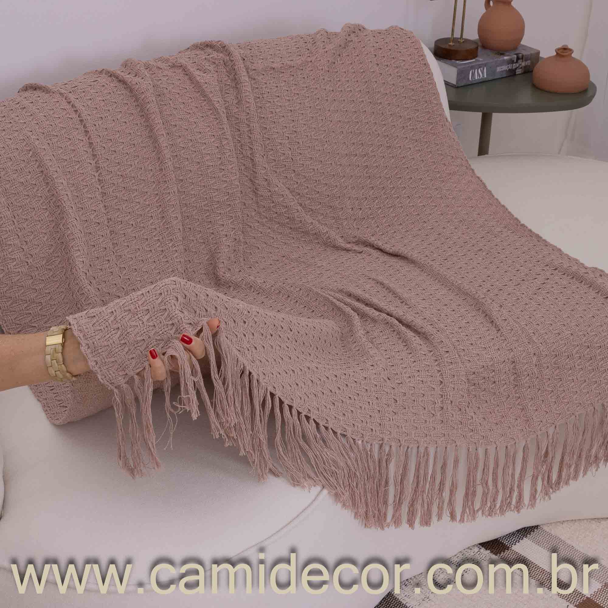 Manta Lilian em algodão 1,30 x 1,80 - Rosé