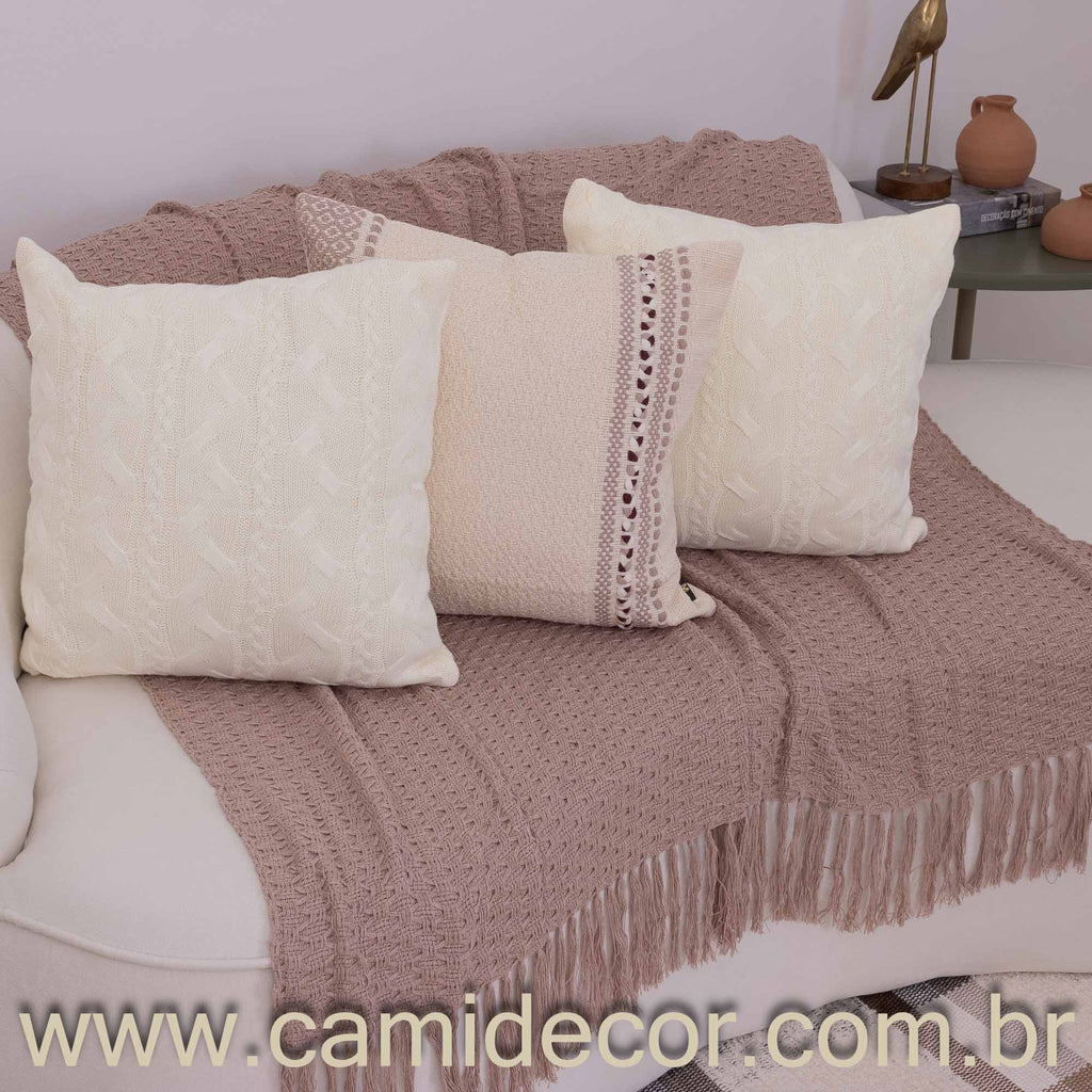 Manta Lilian em algodão 1,30 x 1,80 - Rosé