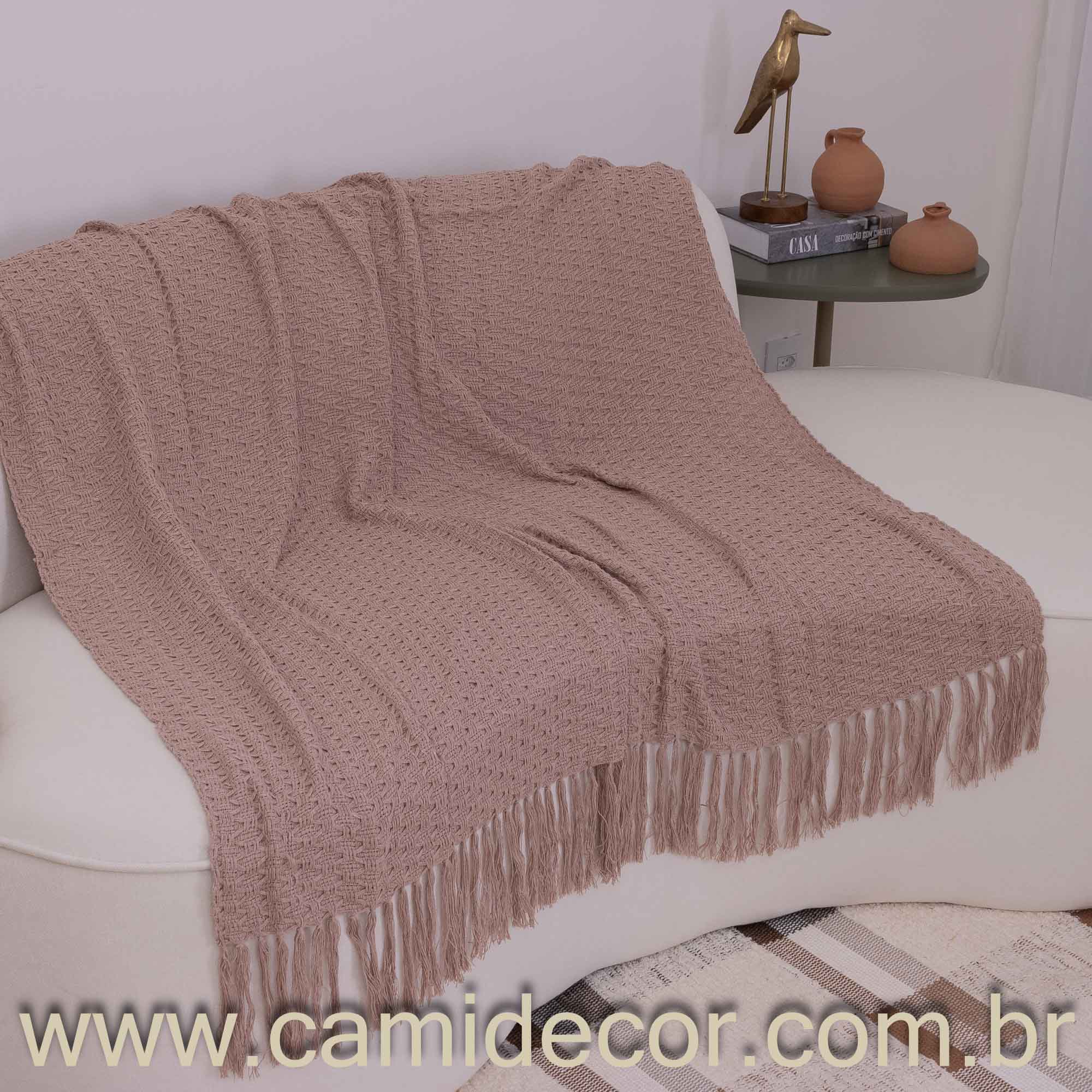 Manta Lilian em algodão 1,30 x 1,80 - Rosé