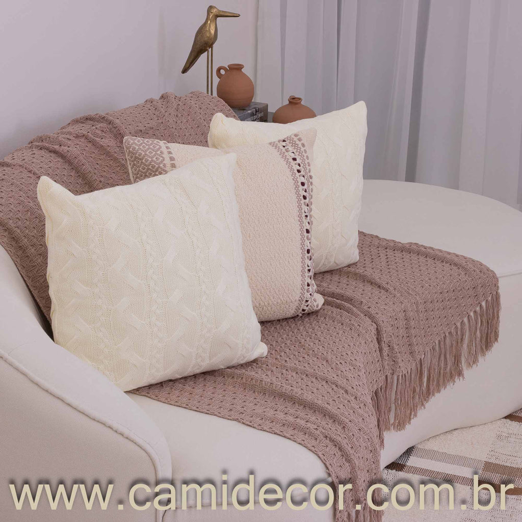 Manta Lilian em algodão 1,30 x 1,80 - Rosé