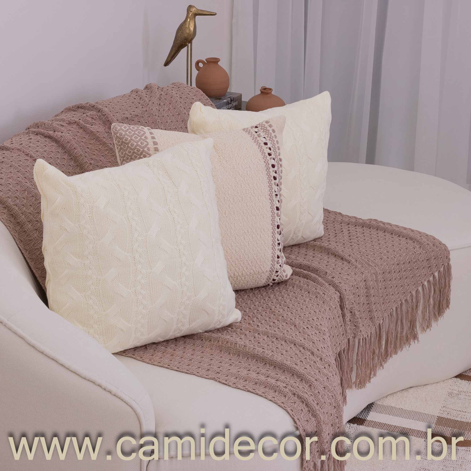 Manta Lilian em algodão 1,30 x 1,80 - Rosé