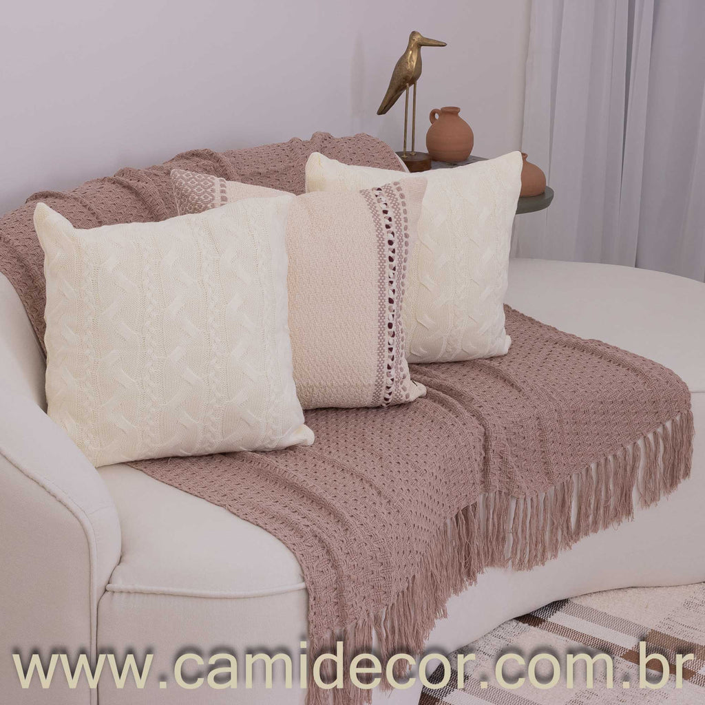 Manta Lilian em algodão 1,30 x 1,80 - Rosé