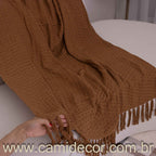 Manta Lilian em algodão 1,30 x 1,80 - Marrom