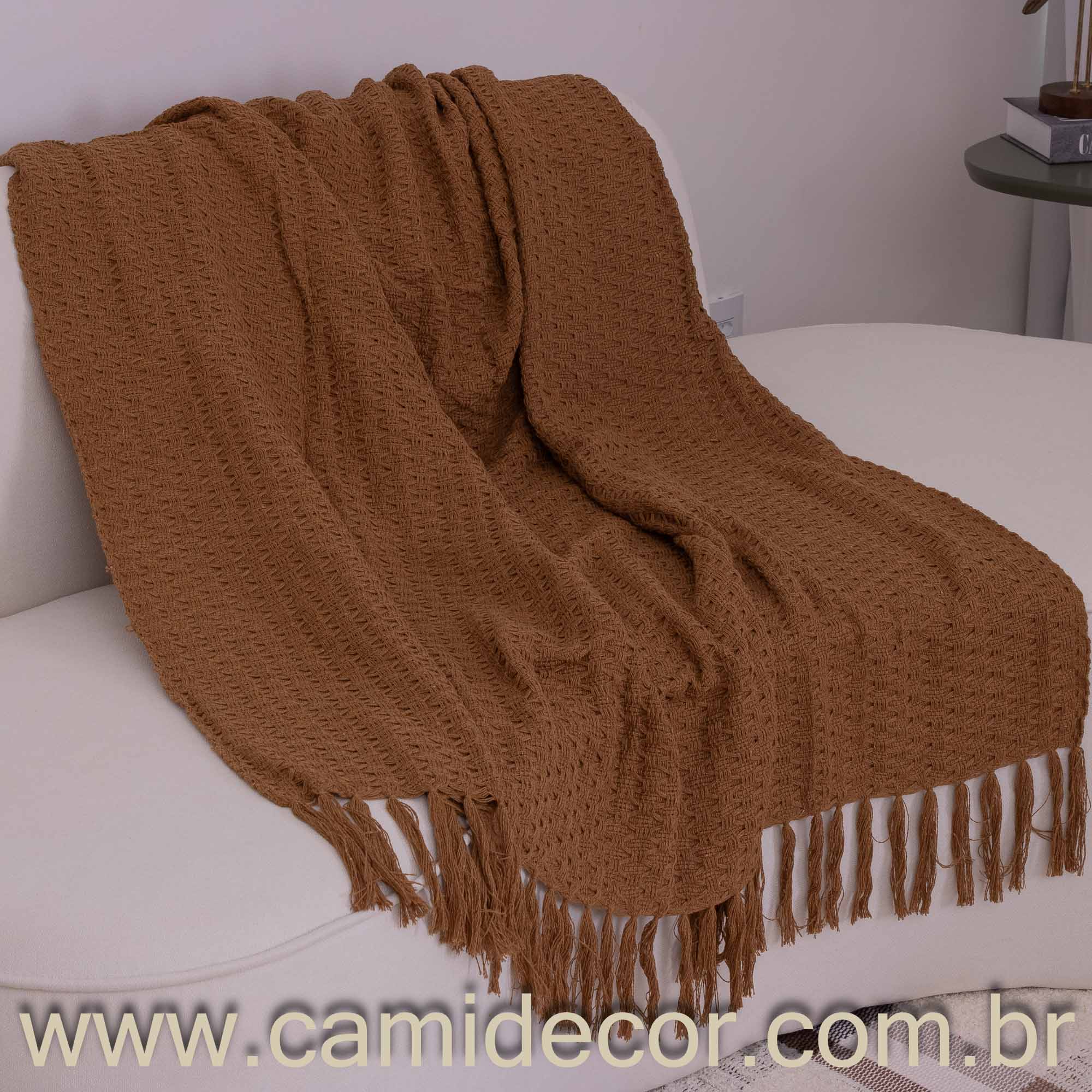 Manta Lilian em algodão 1,30 x 1,80 - Marrom