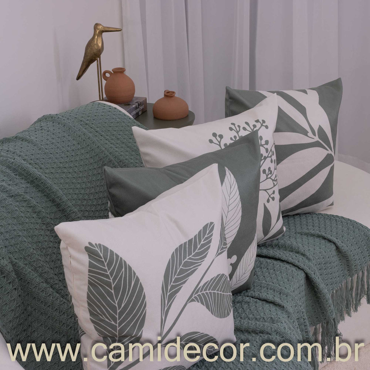 Manta Lilian em algodão 1,30 x 1,80 - Verde Oliva
