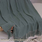 Manta Lilian em algodão 1,30 x 1,80 - Verde Oliva