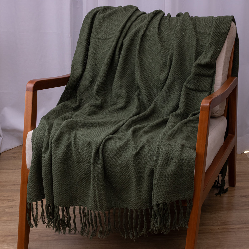 Manta Ísis com trama entrelaçada 1,20x1,80m - Verde