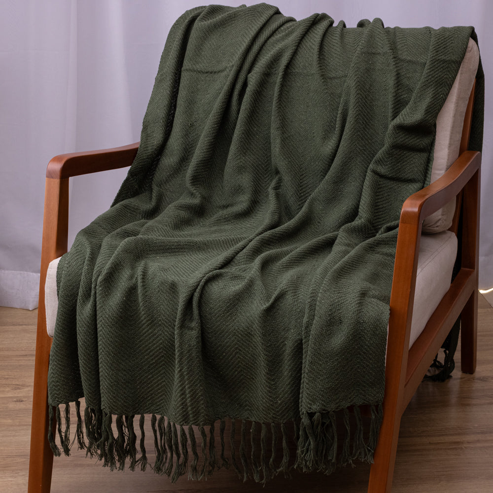 Manta Ísis com trama entrelaçada 1,20x1,80m - Verde