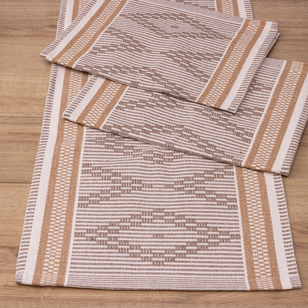 Jogo de Passadeira Zurick Zig Zag com 3 peças - Bege