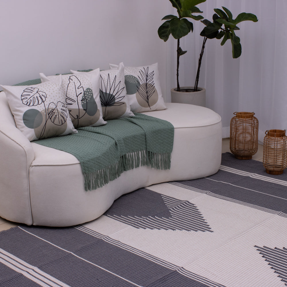 Tapete para Sala de Bico 200 x 250 cm - Cinza Escuro e Cru
