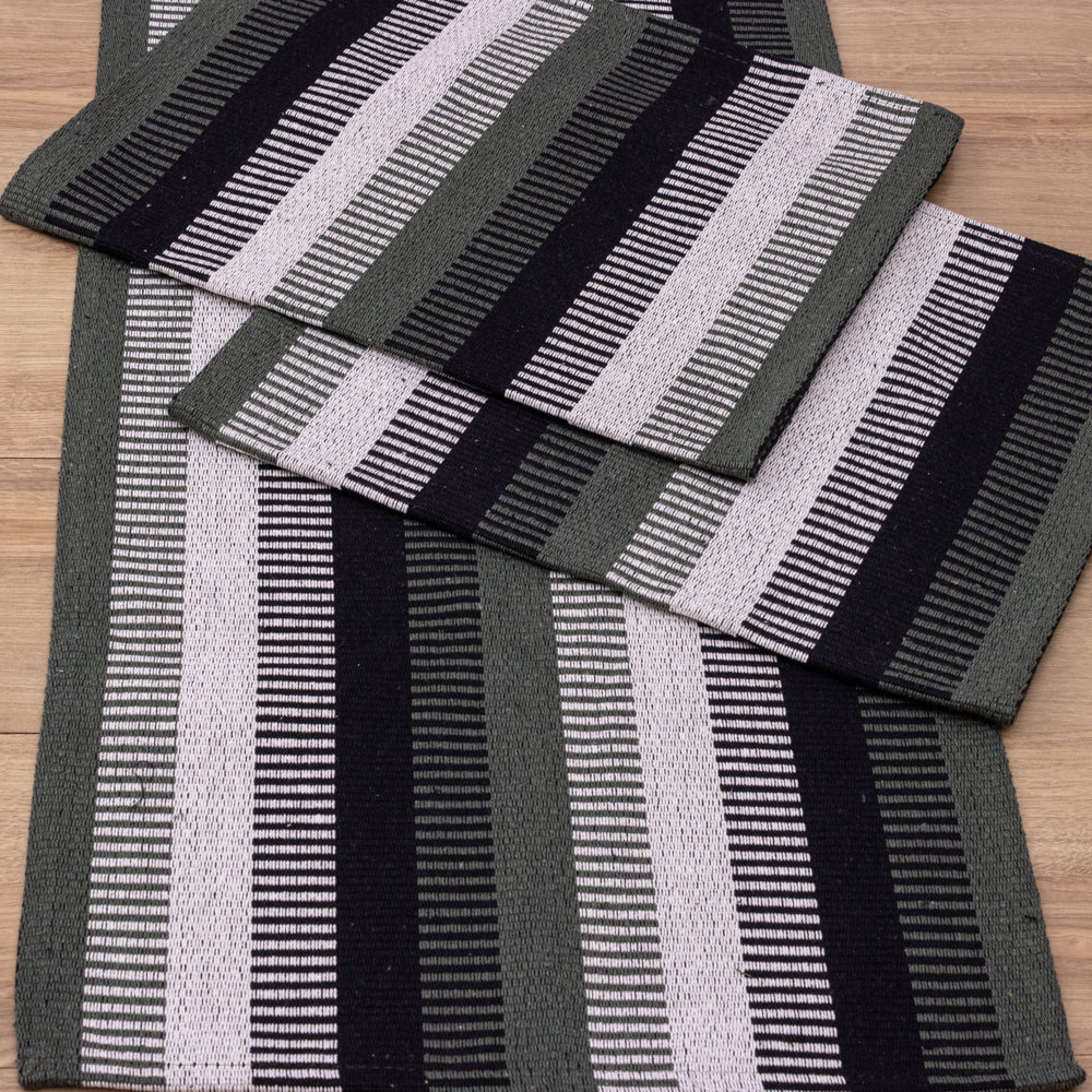 Jogo de Passadeira Zurick Listrado com 3 peças - Verde