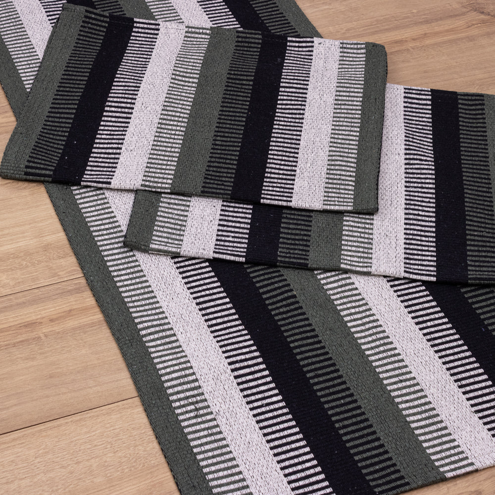 Jogo de Passadeira Zurick Listrado com 3 peças - Verde