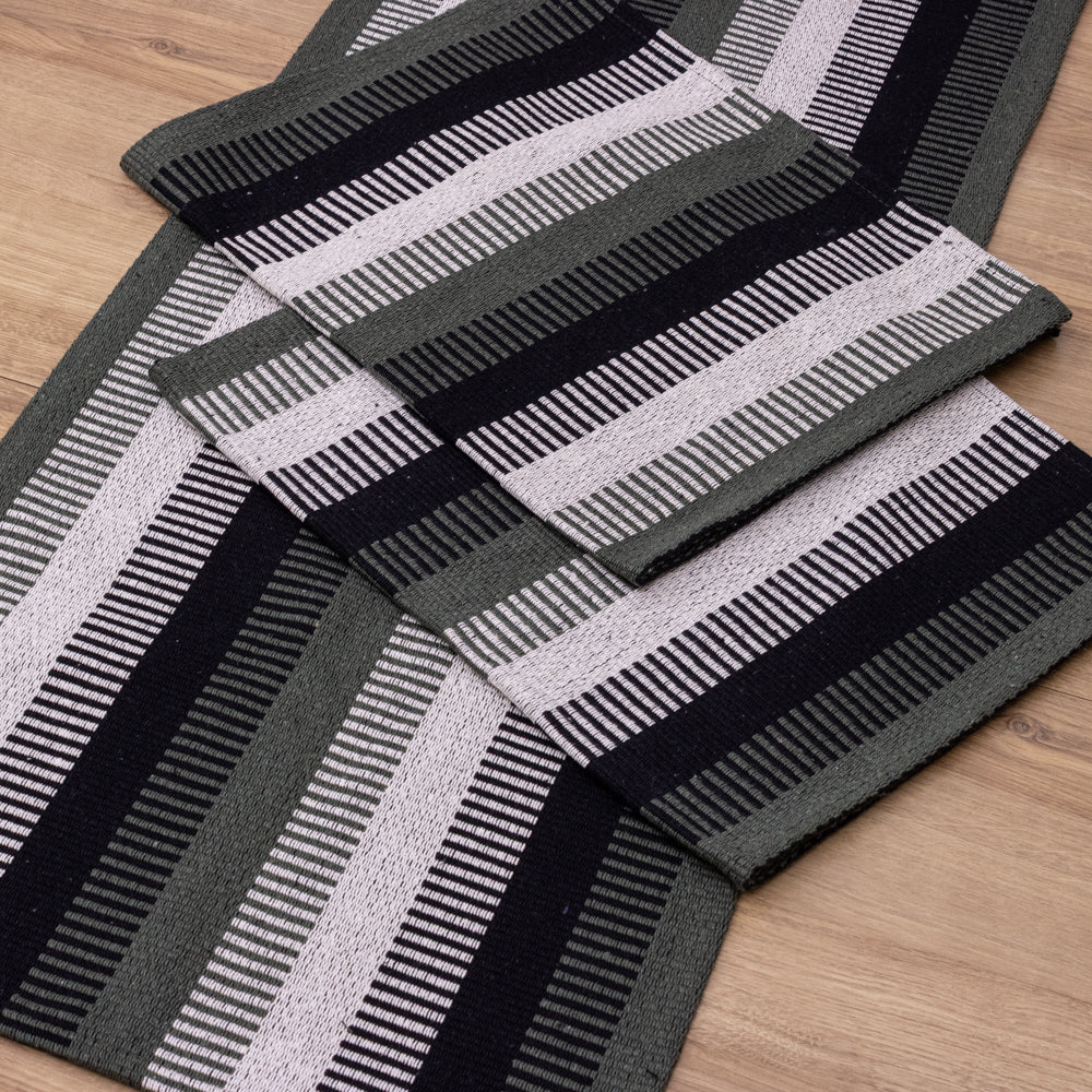 Jogo de Passadeira Zurick Listrado com 3 peças - Verde