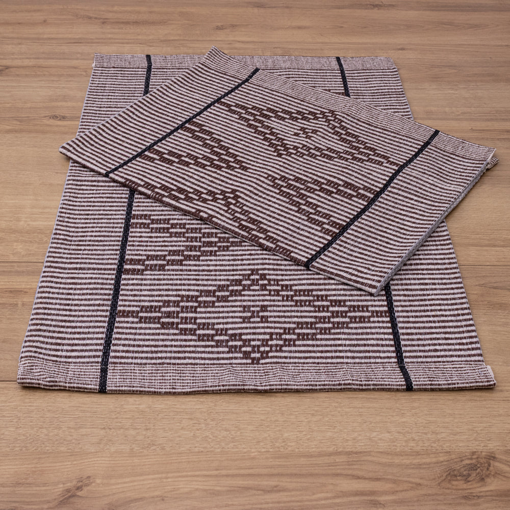 Jogo de Tapetes Zurick Zig Zag com 2 peças - Marrom e Preto