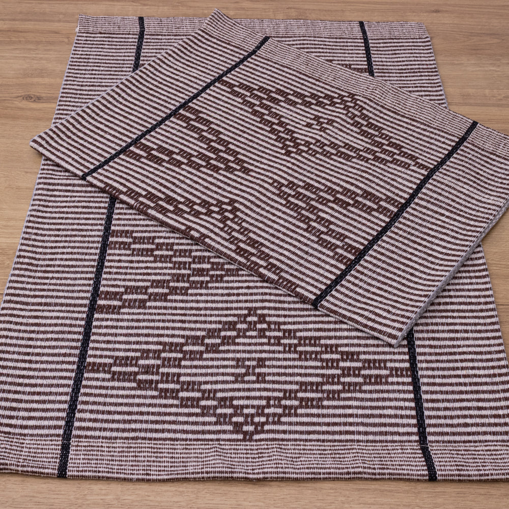 Jogo de Tapetes Zurick Zig Zag com 2 peças - Marrom e Preto