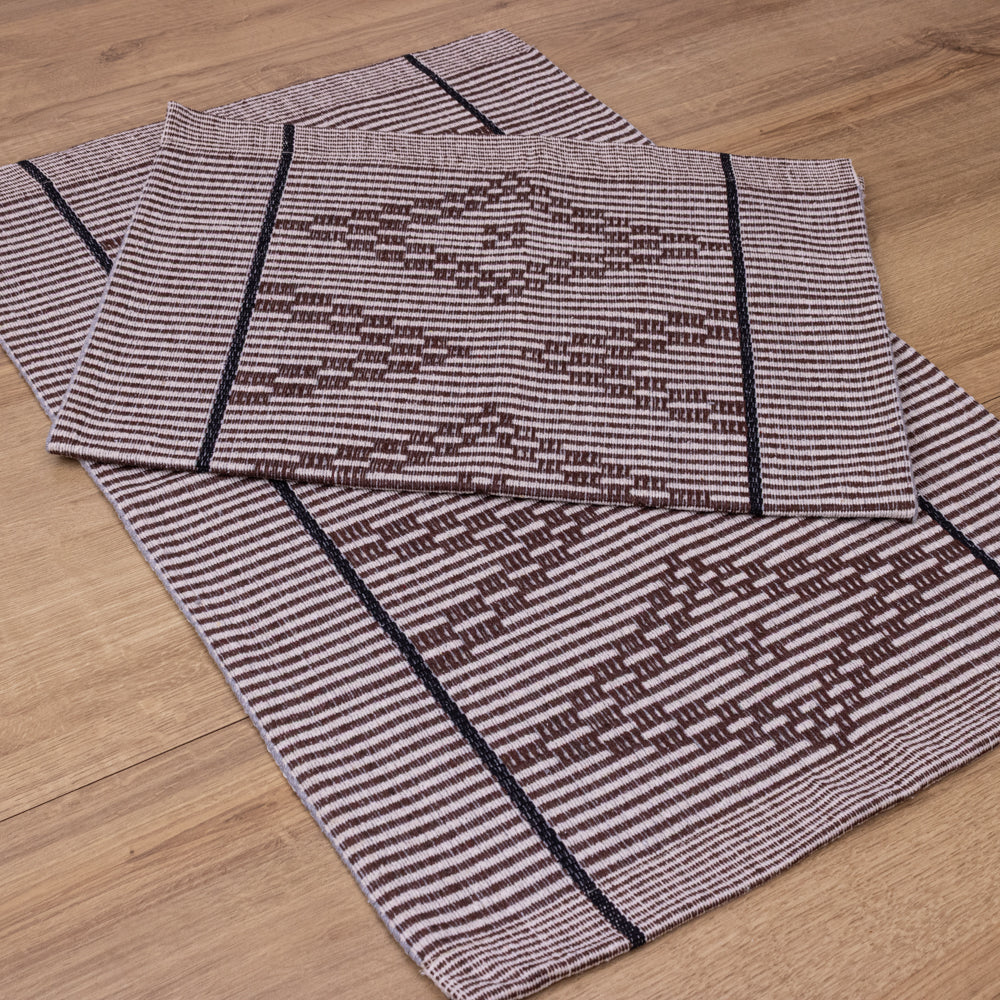 Jogo de Tapetes Zurick Zig Zag com 2 peças - Marrom e Preto