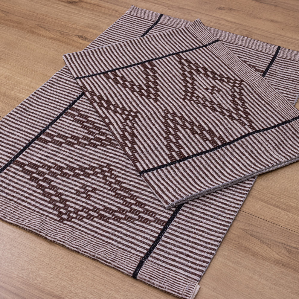 Jogo de Tapetes Zurick Zig Zag com 2 peças - Marrom e Preto