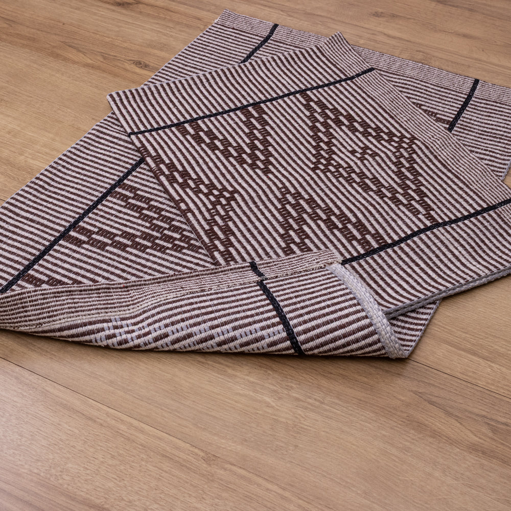 Jogo de Tapetes Zurick Zig Zag com 2 peças - Marrom e Preto