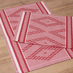 Jogo de Tapetes Zurick Zig Zag com 2 peças - Vermelho