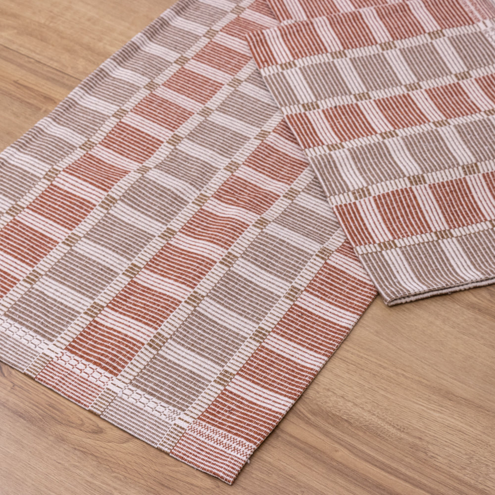 Jogo de Passadeira Zurick Dama com 3 peças - Terracota e Bege