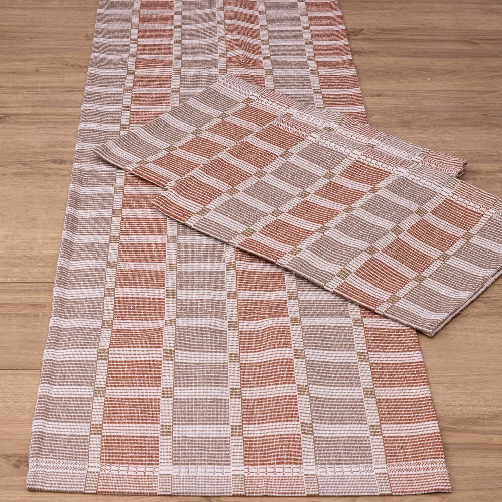 Jogo de Passadeira Zurick Dama com 3 peças - Terracota e Bege