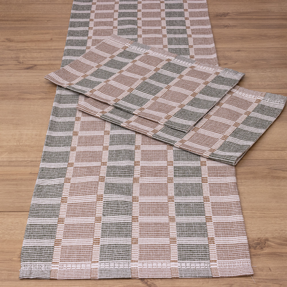 Jogo de Passadeira Zurick Dama com 3 peças - Verde e Bege