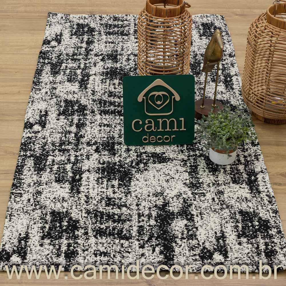 Tapete Beira Cama Carrara 70x140cm - Preto