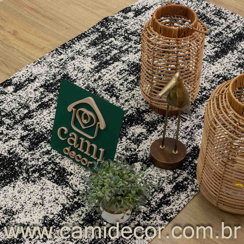 Tapete Beira Cama Carrara 70x140cm - Preto