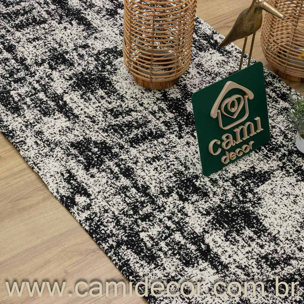 Tapete Beira Cama Carrara 70x140cm - Preto