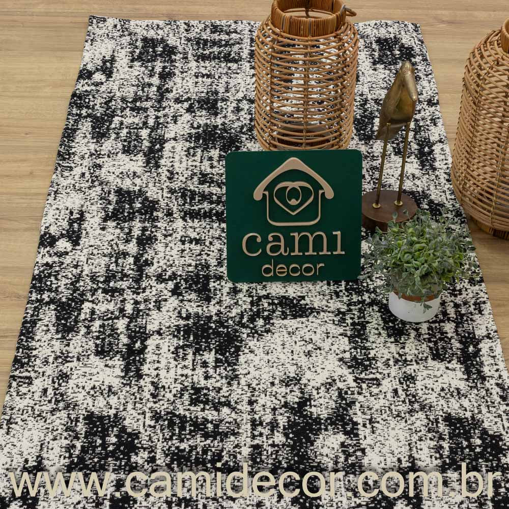 Tapete Beira Cama Carrara 70x140cm - Preto