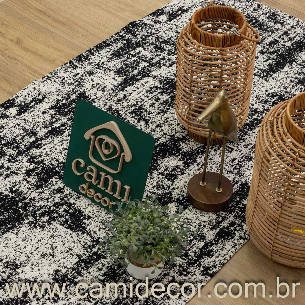 Tapete Beira Cama Carrara 70x140cm - Preto