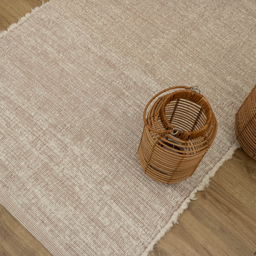 Tapete Beira Cama Dupla Face 80x150cm - Cru e Rosé