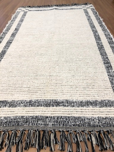 Tapete Beira Cama Dupla Face 80x150cm - Preto e Cru