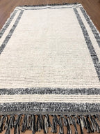 Tapete Beira Cama Dupla Face 80x150cm - Preto e Cru