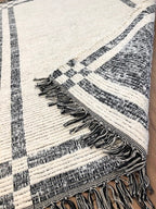 Tapete Beira Cama Dupla Face 80x150cm - Preto e Cru