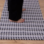 Tapete Beira Cama Indiano 70x140cm - Azul Marinho e Preto