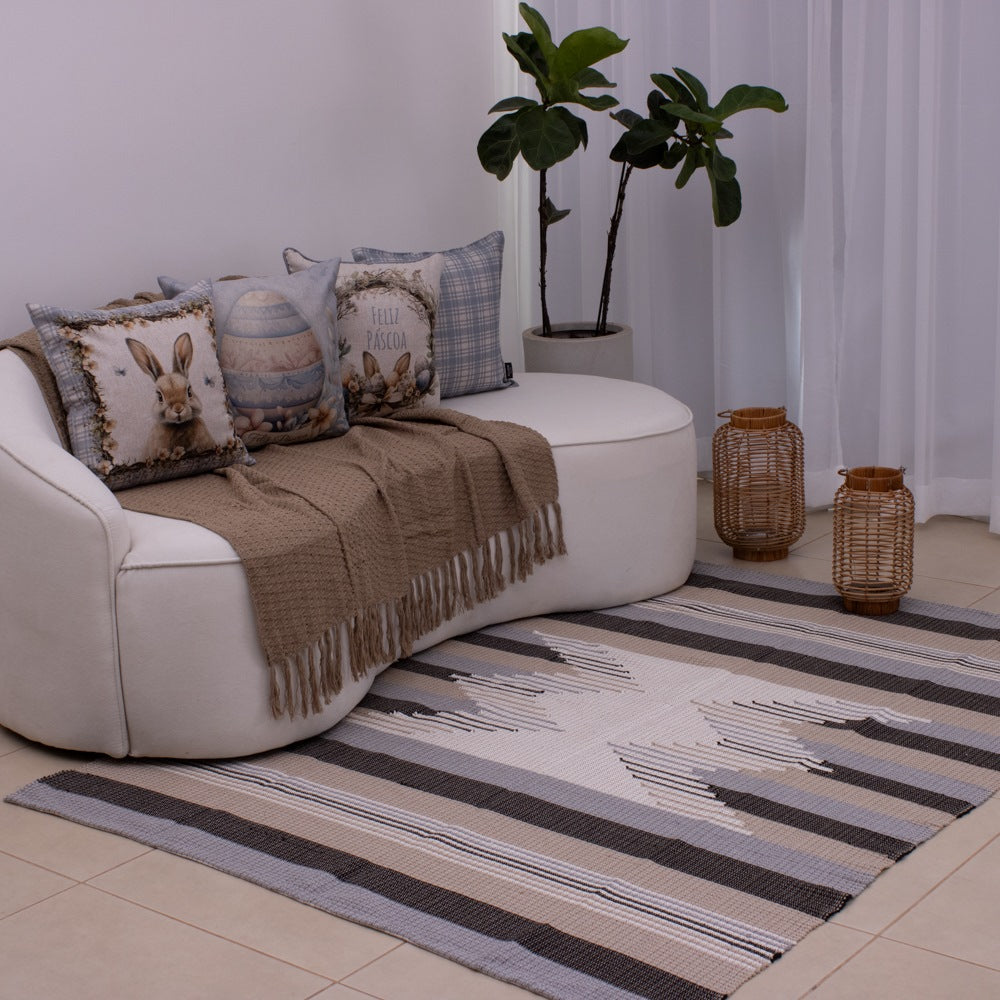 Tapete para Sala de Bico 150 x 200cm - Cinza e Bege