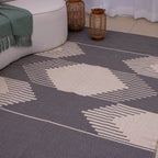 Tapete para Sala de Bico 150 x 200cm - Cinza Escuro e Cru