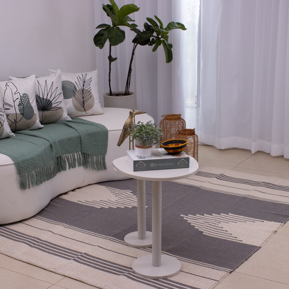 Tapete para Sala de Bico 150 x 200cm - Cinza Escuro e Cru