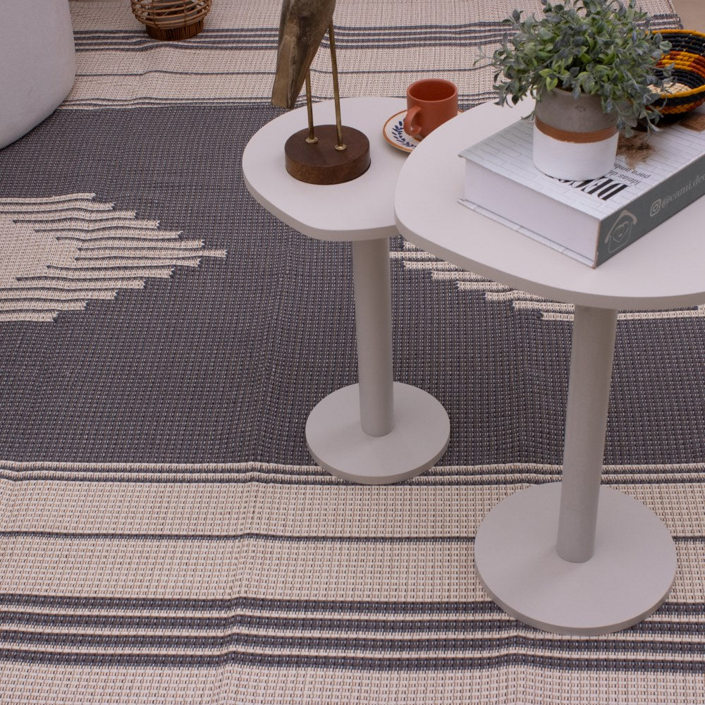 Tapete para Sala de Bico 150 x 200cm - Cinza Escuro e Cru