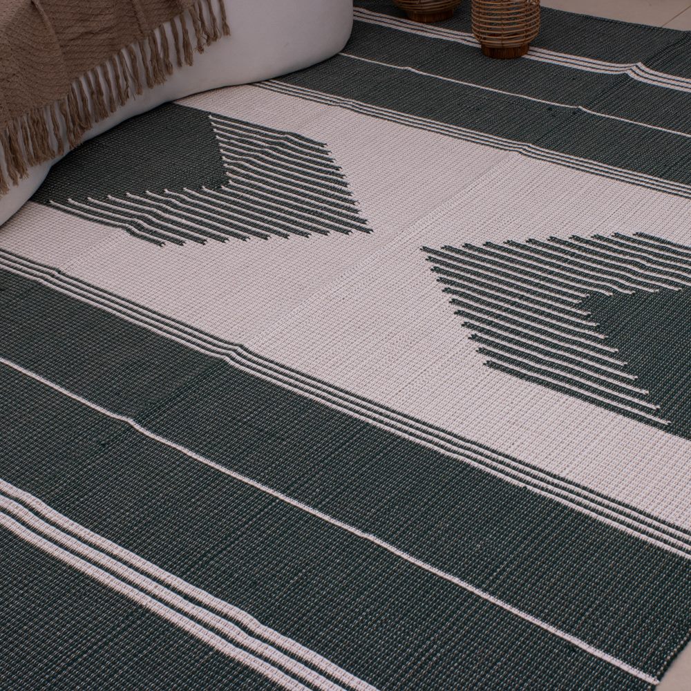 Tapete para Sala de Bico 200 x 250 cm - Cinza Escuro e Cru