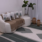 Tapete para Sala de Bico 200 x 250 cm - Cinza Escuro e Cru