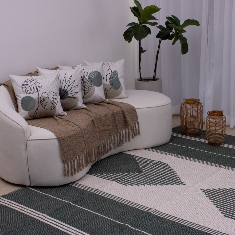 Tapete para Sala de Bico 200 x 250 cm - Cinza Escuro e Cru