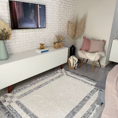 Tapete para Sala Dupla Face 200 x 250cm - Preto e Cru