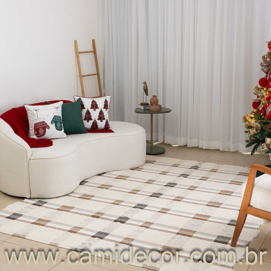 Tapete para Sala Xadrez Neutro Elegance 200 x 250cm