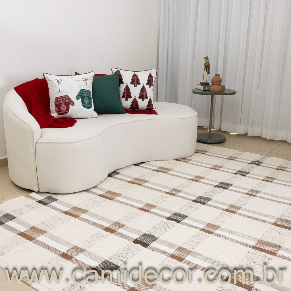 Tapete para Sala Xadrez Neutro Elegance 200 x 250cm